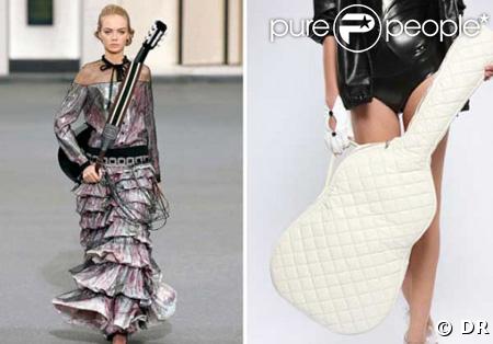 Cette année, l'objet culte de la collection printemps-été 2009 de Chanel, sera la guitare dans sa belle housse en cuir blanc matelassée. 