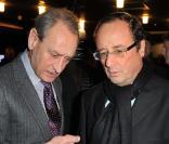 Bertrand Delanoë et François Hollande à la tour Montparnasse
