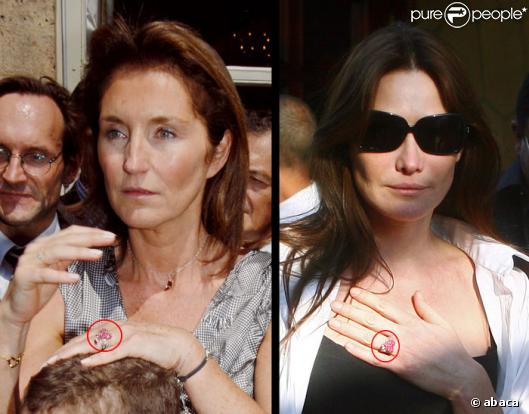 Cécila Sarkozy et Carla Bruni n'ont pas que Nicolas en commun. Elle ont aussi une bague!