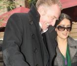 Salma Hayek et François-Henri Pinault à la sortie du défilé Balenciaga ce jeudi matin à Paris