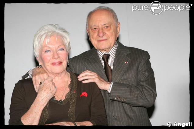 Line Renaud (vice-présidente du Sidaction) et Pierre Bergé (le président du Sidaction)