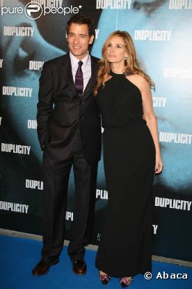 Julia Roberts et son charismatique partenaire, le Britannique Clive Owen, le jeudi 12 mars 2009, au Gaumont Marignan des Champs-Elysées, à l'occasion de l'avant-première parisienne de "Duplicity" !