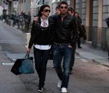 Adrian Mutu et sa femme Consuelo, lors de leur passage à Milan, le 16 mars 2009.
