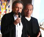 Michel Drucker et Laurent Baffie à la vente aux enchères, chez Sotheby's. 30/03/09
