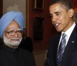 Cocktail party organisée à Buckingham par la reine Elizabeth : Barack Obama et le président Singh 