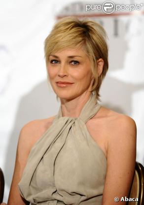 Sharon Stone à la conférence de presse du sommet qui aura lieu la semaine prochaine et qui réunira les 15 premières dames de 15 pays d'Afrique. 16/04/09
