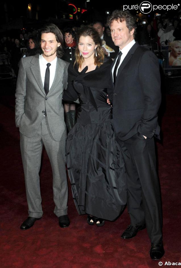 Jessica Biel, Colin Firth et Ben Barnes lors de la promotion d'Un mariage de rêve à Londres en octobre 2008