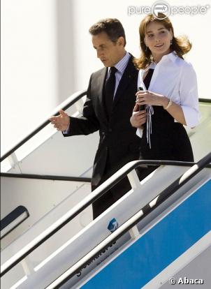 Nicolas Sarkozy et son épouse Carla arrivent à Madrid. 27/04/09