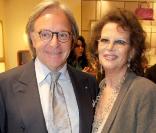 Claudia Cardinale et Diego della Valle lors de la soirée Tod's, rue du Faubourg St Honoré, le 28/04/09