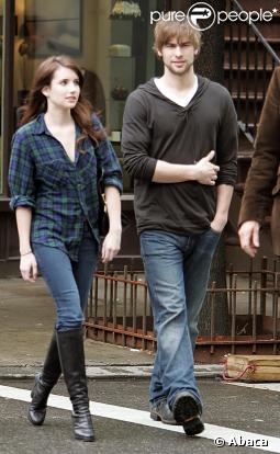 Chace Crawford sur le tournage de Twelve en compagnie d'Emma Roberts, le 4 mai 2009 à New York !