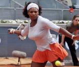 Serena Williams à l'entraînement hier, avant le tournois de tennis de Madrid