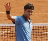 Roger Federer lors de son match contre l'Espagnol Alberto Martin : Federer a gagné 6-4,6-3,6-2