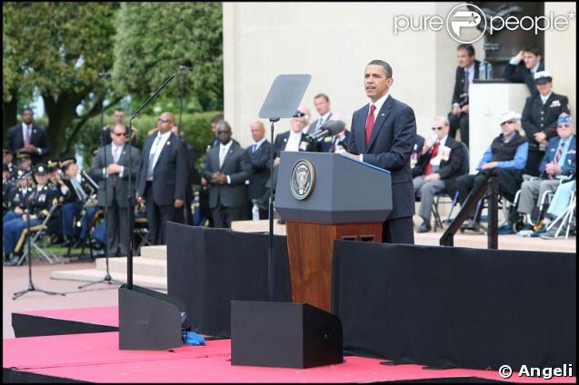 La commémoration du Débarquement Allié le 6 juin 2009 à Colleville-sur-mer : Barack Obama fait un discours
