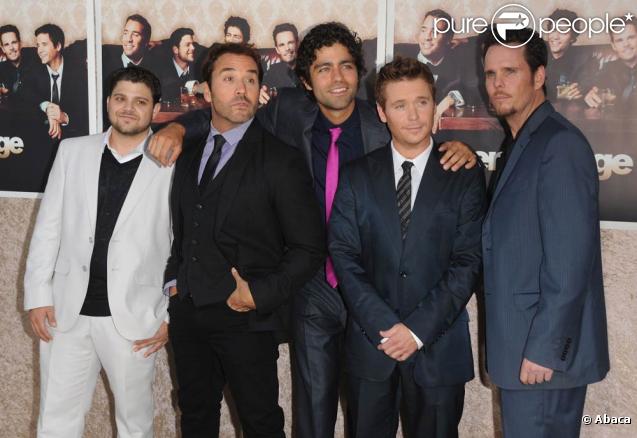 Jerry Ferrara, Jeremy Piven, Adrian Grenier, Kevin Connolly et Kevin Dillon, au Paramount Pictures Studios de Los Angeles, à l'occasion de la soirée de lancement de la sixième saison de la série 