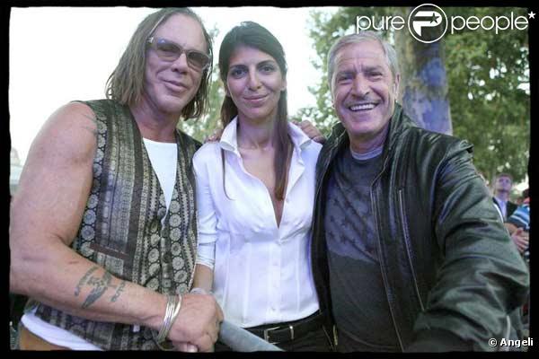 Mickey Rourke, Hoda Roche et Jean-Claude Darmon sur le Champ de Mars le 14 juillet 2009