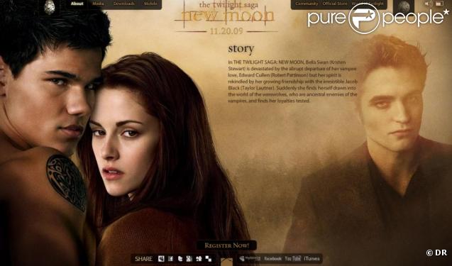 Capture d'écran du site officiel de Twilight 2