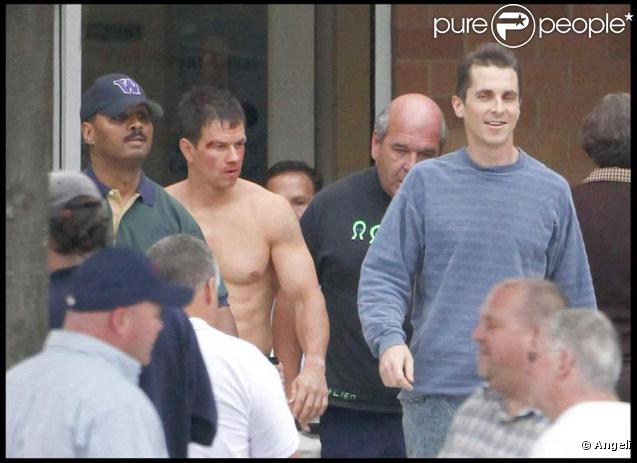 Mark Wahlberg et Christian Bale, sur le tournage de  The Fighter , de David O'Russel, à Boston, en juillet 2009 !