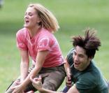 Justin Long et Drew Barrymore sur le tournage de Going the Distance à Central Park, New York le 6 août 2009