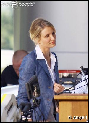 Cameron Diaz et Seth Rogen sur le tournage du  Frelon Vert , de Michel Gondry, aux studios de Century City, en Californie, le 5 septembre 2009 !