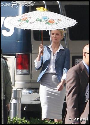 Cameron Diaz et Seth Rogen sur le tournage du  Frelon Vert , de Michel Gondry, aux studios de Century City, en Californie, le 5 septembre 2009 !