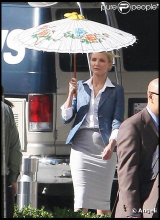 Cameron Diaz et Seth Rogen sur le tournage du  Frelon Vert , de Michel Gondry, aux studios de Century City, en Californie, le 5 septembre 2009 !
