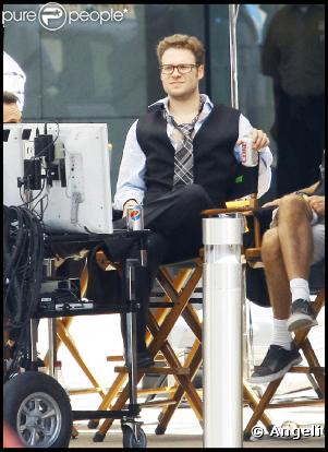Cameron Diaz et Seth Rogen sur le tournage du  Frelon Vert , de Michel Gondry, aux studios de Century City, en Californie, le 5 septembre 2009 !
