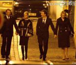 Johnny et Laeticia Hallyday accompagnés d'Arthur et Estelle Lefébure