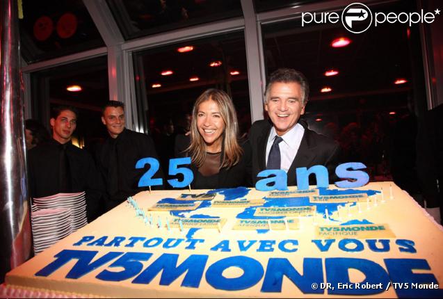Marie-Christine Saragosse et Alain de Pouzilhac lors de la soirée spéciale 25 ans de TV5 Monde le 17 septembre 2009 à Paris