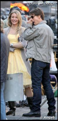 Cameron Diaz et Tom Cruise sur le tournage de Wichita (Boston, 28 septembre 2009)