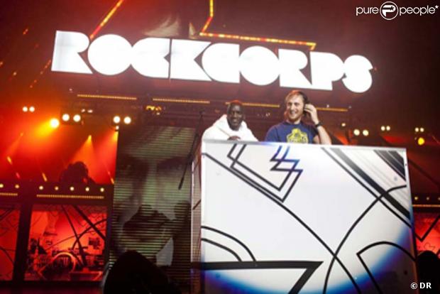 David Guetta et Akon lors du concert Orange Rockcorps le 2 octobre 2009