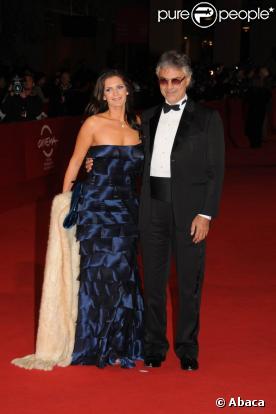 Andrea Bocelli et sa femme, à l'occasion de l'avant-première de  The city of your final destination , dans le cadre du 4e Festival International du Film de Rome, le 16 octobre 2009 !