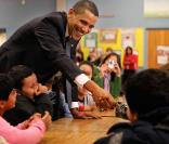 Barack Obama visite un école dans le Maryland, lundi 19 octobre 2009.