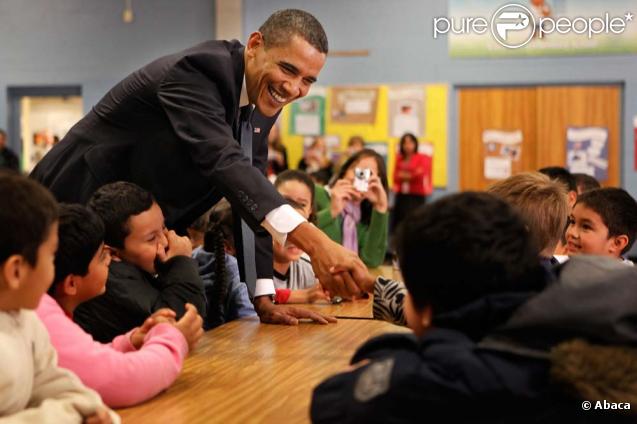 Barack Obama visite un école dans le Maryland, lundi 19 octobre 2009.