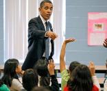 Barack Obama visite un école dans le Maryland, lundi 19 octobre 2009.