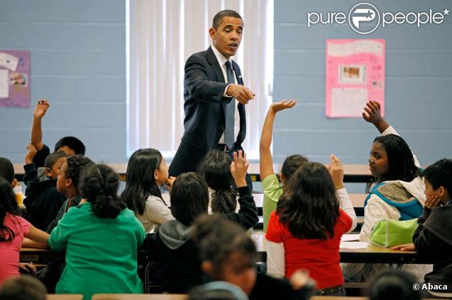 Barack Obama visite un école dans le Maryland, lundi 19 octobre 2009.