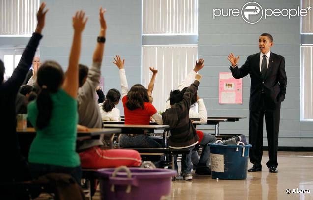 Barack Obama visite un école dans le Maryland, lundi 19 octobre 2009.