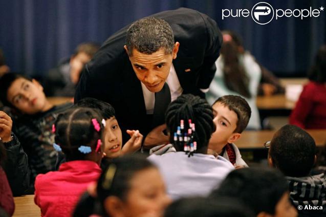 Barack Obama visite un école dans le Maryland, lundi 19 octobre 2009.