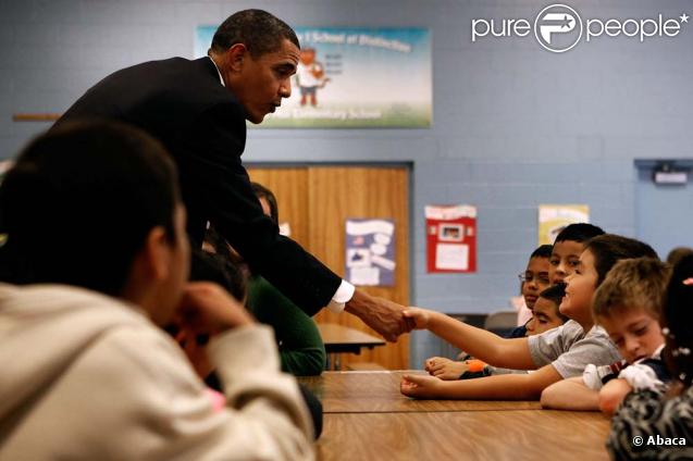 Barack Obama visite un école dans le Maryland, lundi 19 octobre 2009.