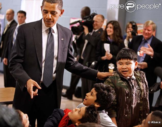 Barack Obama visite un école dans le Maryland, lundi 19 octobre 2009.