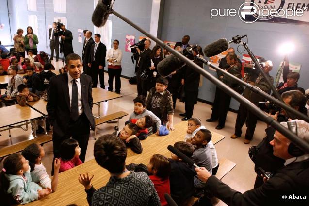 Barack Obama visite un école dans le Maryland, lundi 19 octobre 2009.