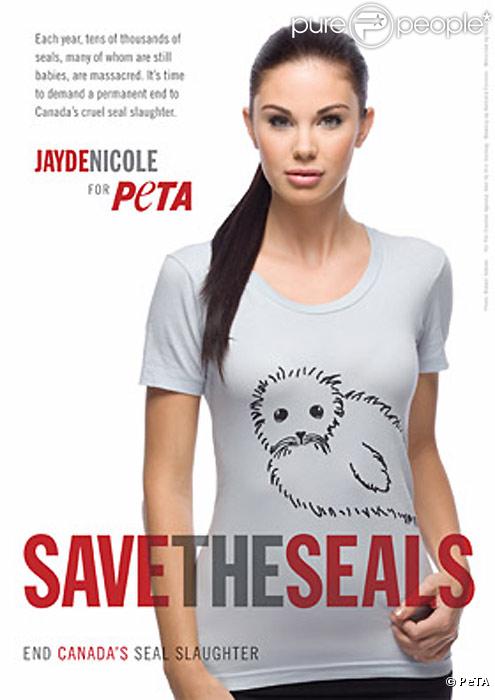 Jayde Nicole se mobilise contre le massacre des phoques au Canada et prête son image à la PeTA.