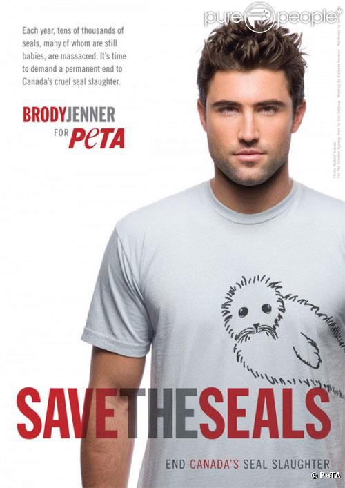 Brody Jenner se mobilise contre le massacre des phoques au Canada et prête son image à la PeTA.