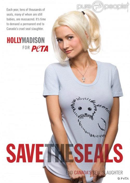 Holly Madison se mobilise contre le massacre des phoques au Canada et prête son image à la PeTA.