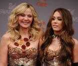 Kim Cattrall et Miley Cyrus sur le tournage de Sex and The City 2 le 17 octobre 2009
