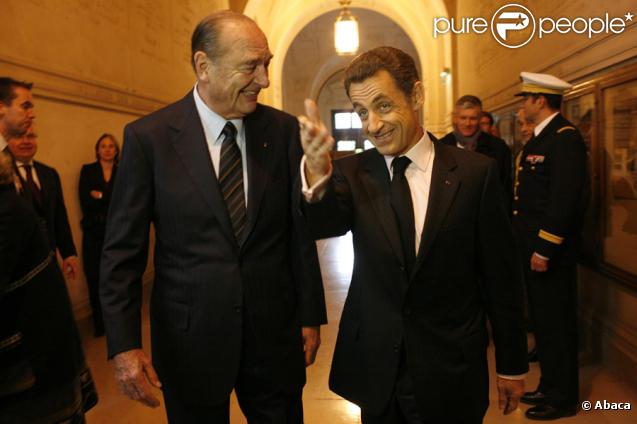 Jacques Chirac et Nicolas Sarkozy à la Sorbonne le 6/11/09