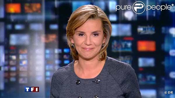 Laurence Ferrari le 20 octobre 2009 à la présentation du JT, ses cheveux sont encore un peu raccourcis et de couleur miel...