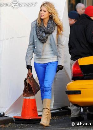 Blake Lively de Gossip Girl en plein tournage à New York, le 18 novembre 2009