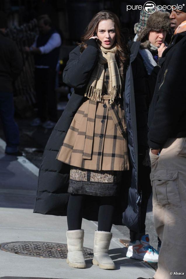 Leighton Meester de Gossip Girl en plein tournage à New York, le 18 novembre 2009