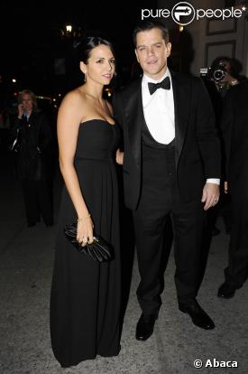 Matt Damon et sa femme Luciana, à l'occasion de la soirée hommage à Clint Eastwood, qui s'est tenue au Museum of the Moving Image de New York, le 1er décembre 2009.