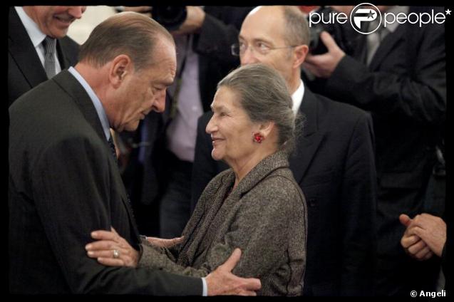 Jacques Chirac et Simone Veil au prix Ilan Halimi le 2/12/09 à l'Assemblée nationale